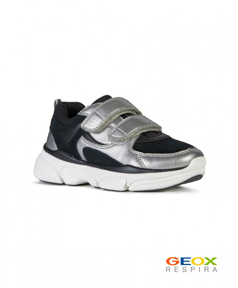GEOX Черные кроссовки Geox с серебристыми вставками